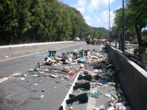 falling debris on roadway in Massachusetts